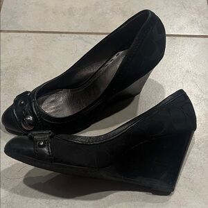 Elegant Black Coach Wedge Shoes